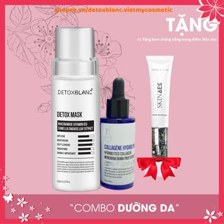 Combo dưỡng trắng serum collagen+detox mask thải độc da detoxblanc TẶNG KEM DƯỠNG ẨM CHỐNG NẮNG SKIN AEC thumbnail