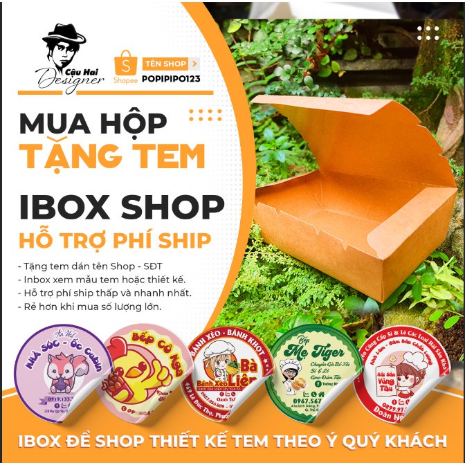 Hộp giấy đựng thức ăn 18*12*5cm+🎁 tem dán thương hiệu của shop | BigBuy360 - bigbuy360.vn