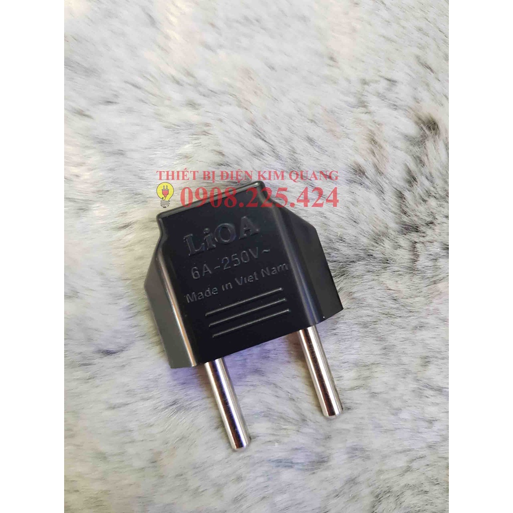 Đầu chuyển phích cắm 2 chân dẹt sang 2 chân tròn/ Đầu chuyển phích 2 chấu dẹp sang 2 chấu tròn LIOA 6A-250V