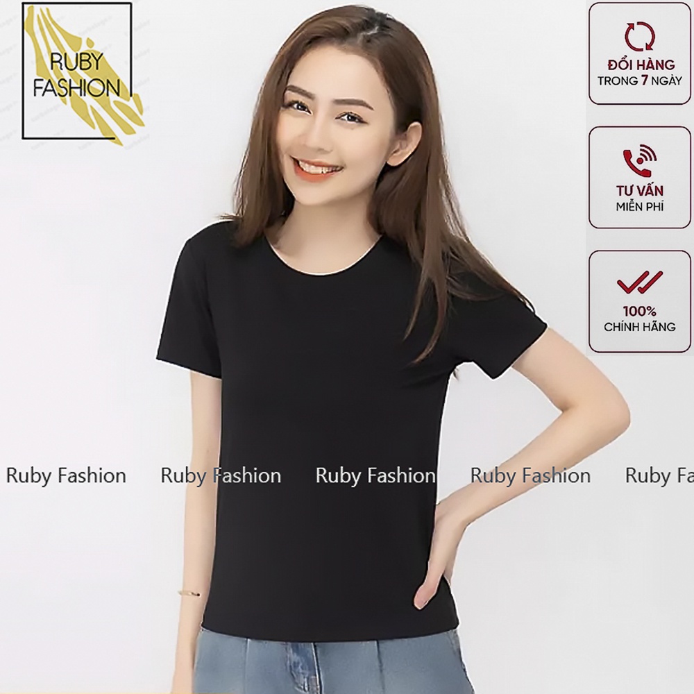 Áo thun nữ Ruby Fashion cộc tay cổ tròn, phông form ôm đẹp chất vải co giãn