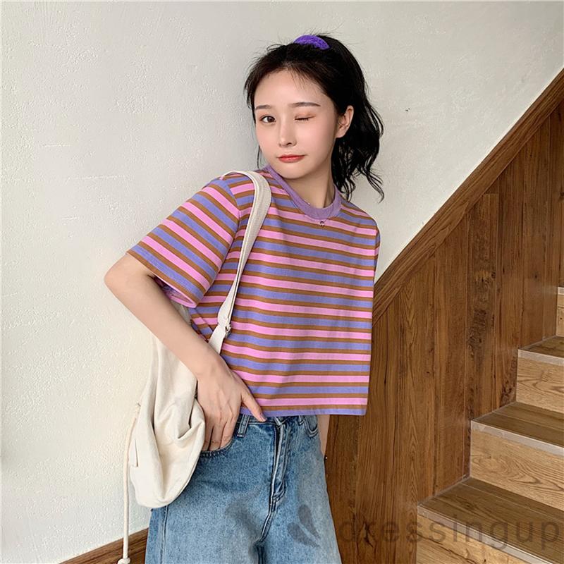 Áo Thun Nữ Tay Ngắn Kẻ Sọc Thời Trang