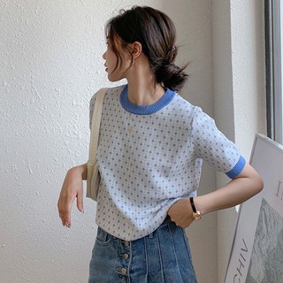 Áo thun tay ngắn đơn giản phong cách retro 43739 cho nữ