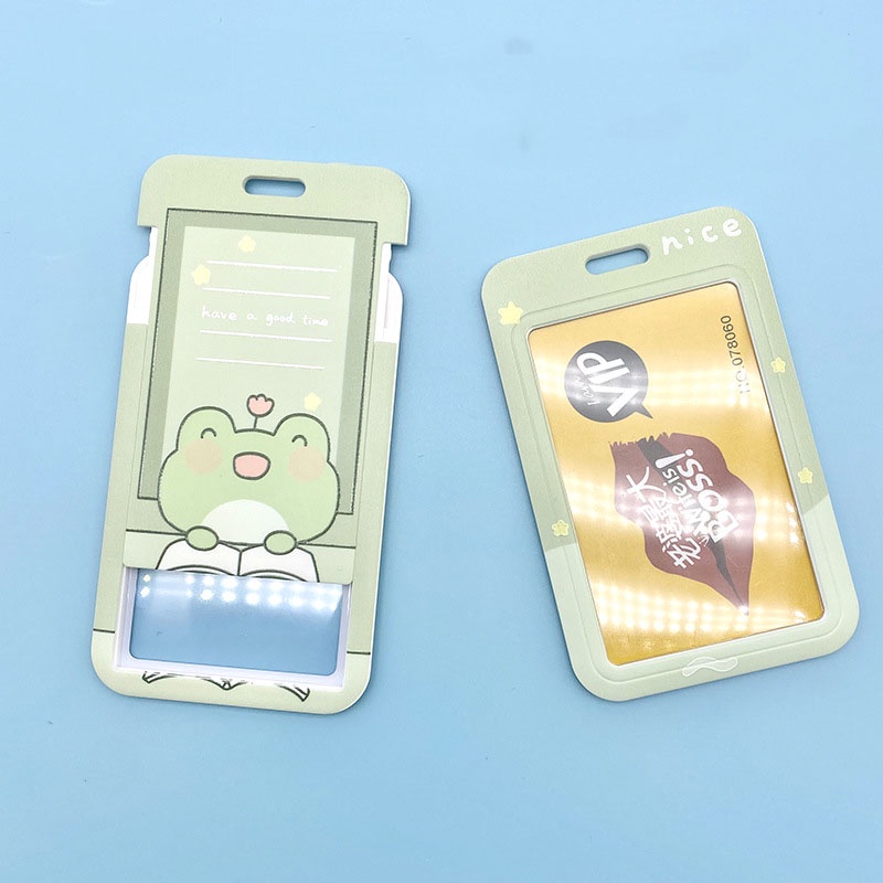 Ốp Điện Thoại Silicon Có Ngăn Đựng Thẻ Kèm Móc Khóa Hình Chú Ếch Hoạt Hình Dễ Thương