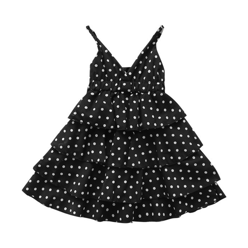 váy cho cô gái polka chấm trẻ em sling váy trẻ em quần áo AKKU