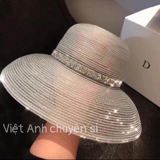 Mũ chuông viền đá chữ M,mũ vành nữ,mũ vành rộng sang chảnh,mũ sống ảo cho các chị em