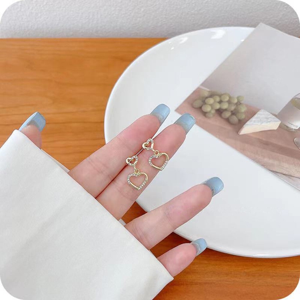 Bông tai hình trái tim phong cách Hàn Quốc sang trọng thời trang cho nữ