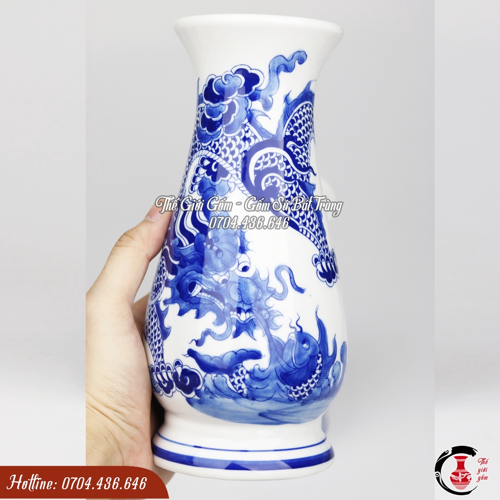 Lọ hoa ban thờ gốm sứ Bát Tràng / Lọ hoa cúng/ Lọ hoa thần tài