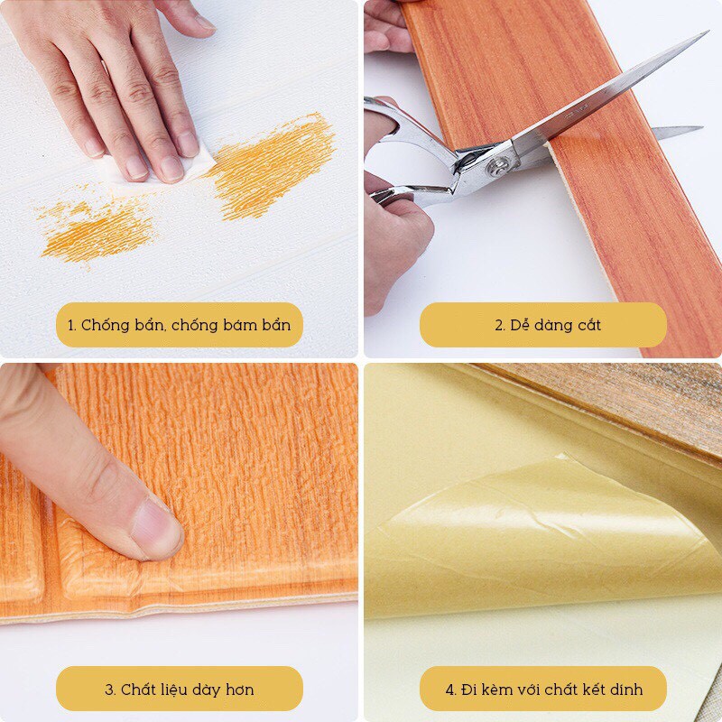 Xốp Dán Tường Giả Da Cao Cấp Kích Thước 70x70 Cm, Chống Ồn, Cách Âm, Cách Nhiệt