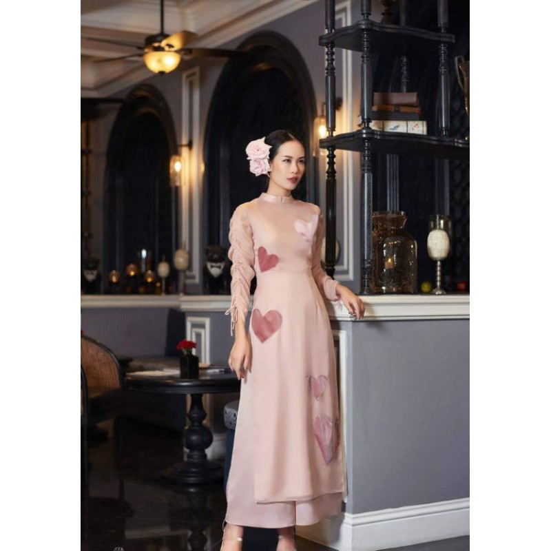 ÁO DÀI TƠ TIM TAY NHÚN ĐIỆU ĐÀ ⚡MIỄN SHIP 20K⚡GIÁ SÁT SỈ