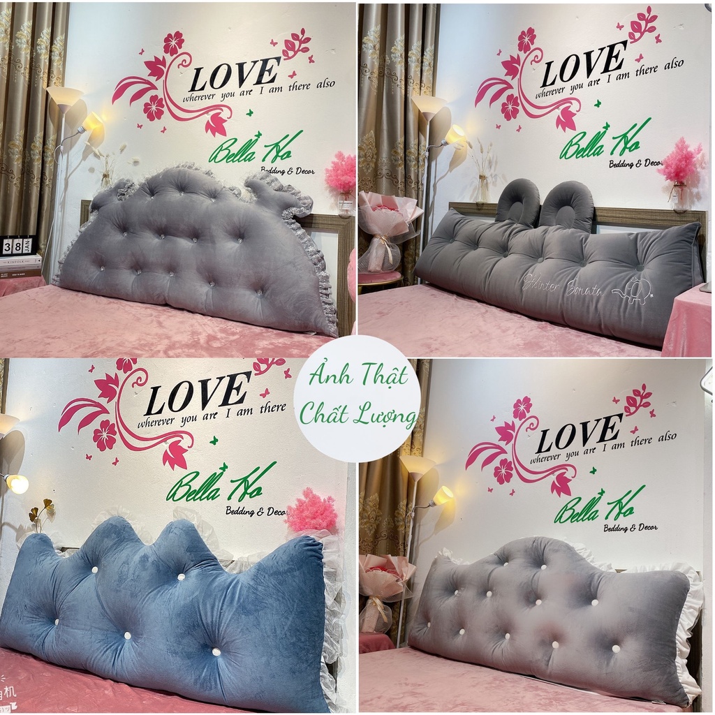 Gối tựa đầu giường , đệm kê dầu giường mẫu hoàng gia đính đá cao cấp cottong Hàn đủ kích thước