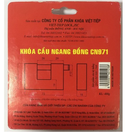 [GIÁ TỐT] KHÓA CỬA VIỆT TIỆP CN 971