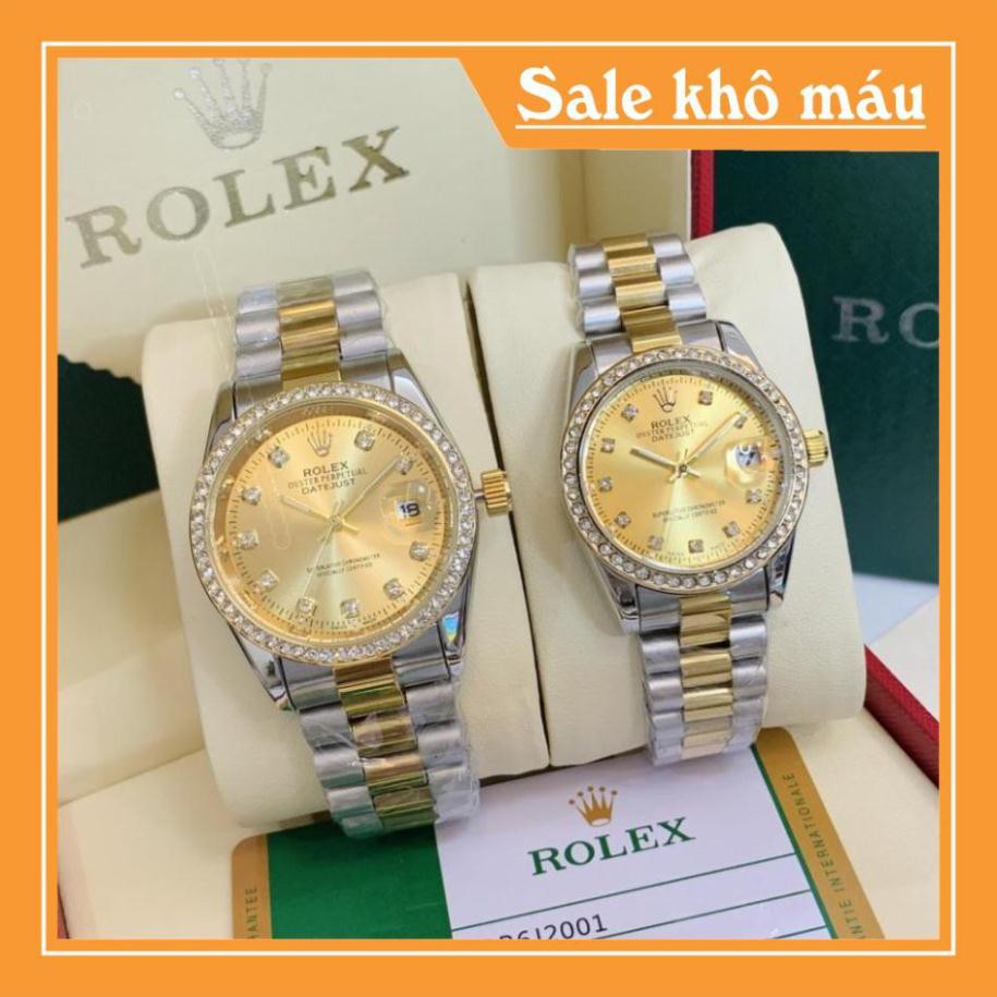 [hot trends nam nữ] Đồng hồ nam nữ Rolex - unisex viền đá dây kim loại chống nước ATM chống xước- DH1125