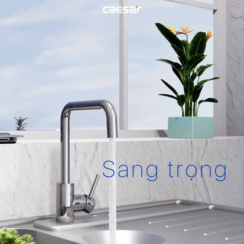 Vòi rửa chén Nóng Lạnh Caesar K685C, Vòi bếp inox gắn chậu rửa bát 2 đường nước, Cam kết chính hãng