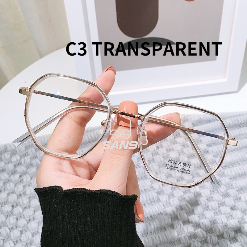 Mắt kính gọng hình đa giác bằng kim loại chống ánh sáng xanh
