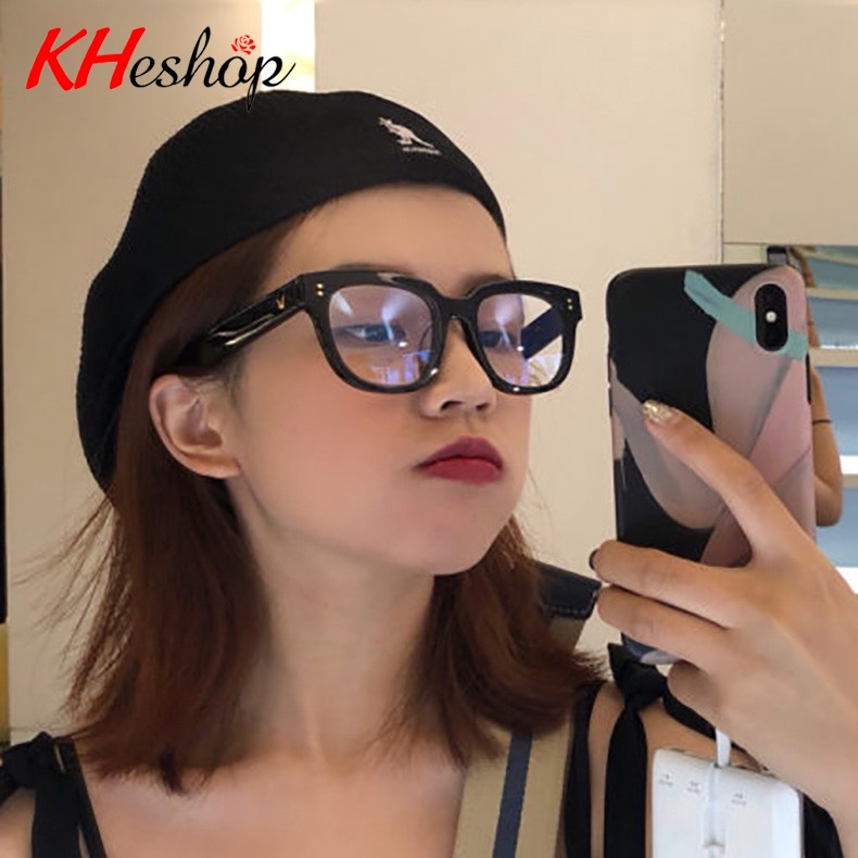 Kính  0 độ Gọng Vuông Chữ V màu đen siêu hot, phù hợp nam nữ tuổi Teen đi nắng cực đỉnh mã Y2203