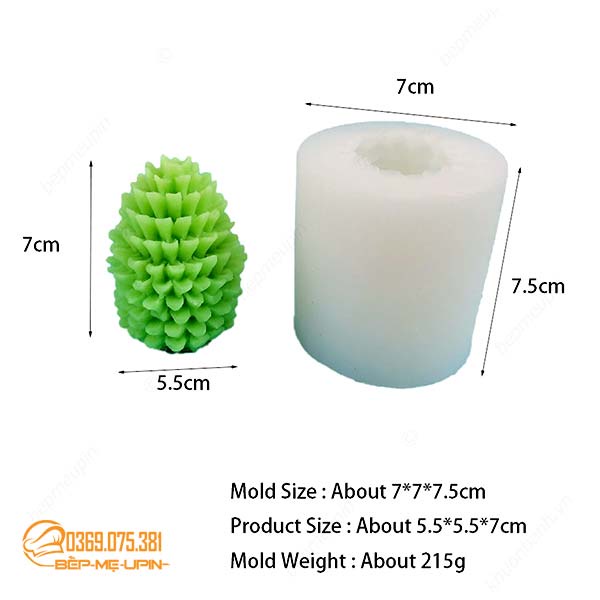 Khuôn silicon quả thông làm bánh nến thơm