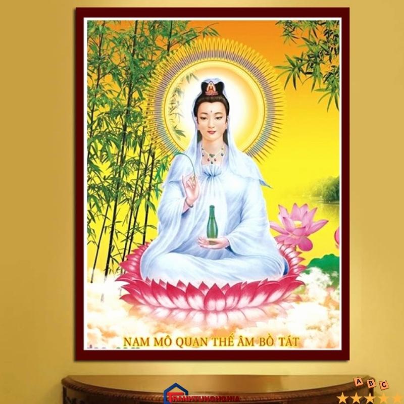Tranh đính đá ABC, tranh thêu chữ thập quan thế âm bồ tát