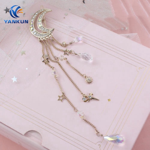 Kẹp tóc hình mặt trăng đính đá thanh lịch cho nữ