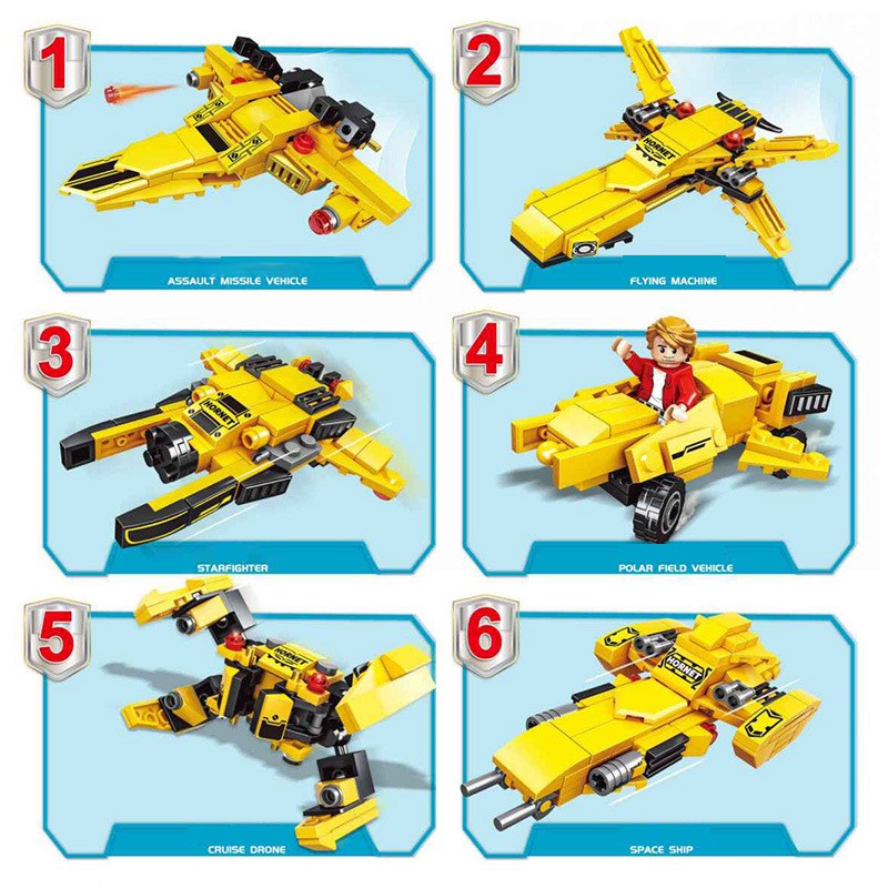 Đồ chơi lắp ráp xếp hình Robot người máy Mecha Shape 2 trong 1 biến hình Oto và Máy Bay