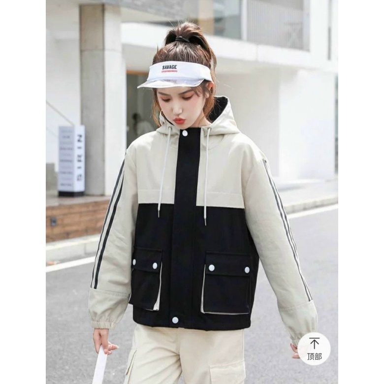 Áo Khoác Dù Nữ 2 lớp Cao Cấp Túi Hộp 2 nút tay sọc Phong Cách - Thời Trang Áo Khoác TP [NewUnisex]