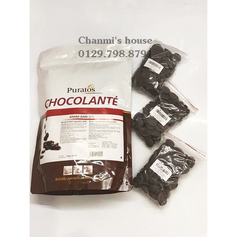 Socola hạt nút 55%-65%-75% gói lẻ 100gr
