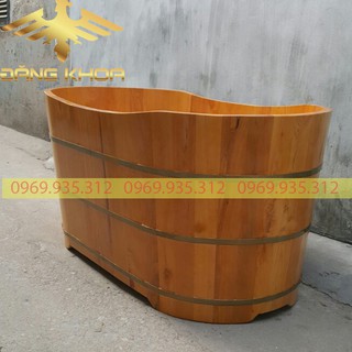 Bồn tắm gỗ pomu 120cm thùng tắm gỗ