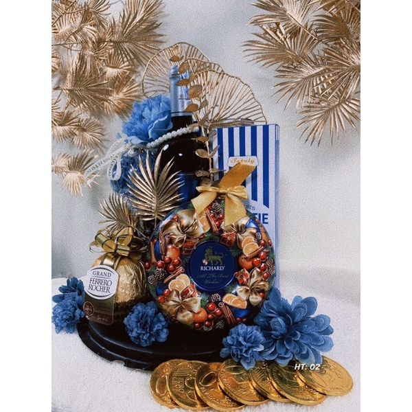 Set quà tết cao cấp vang-trà- cầu vàng rocher-kẹo