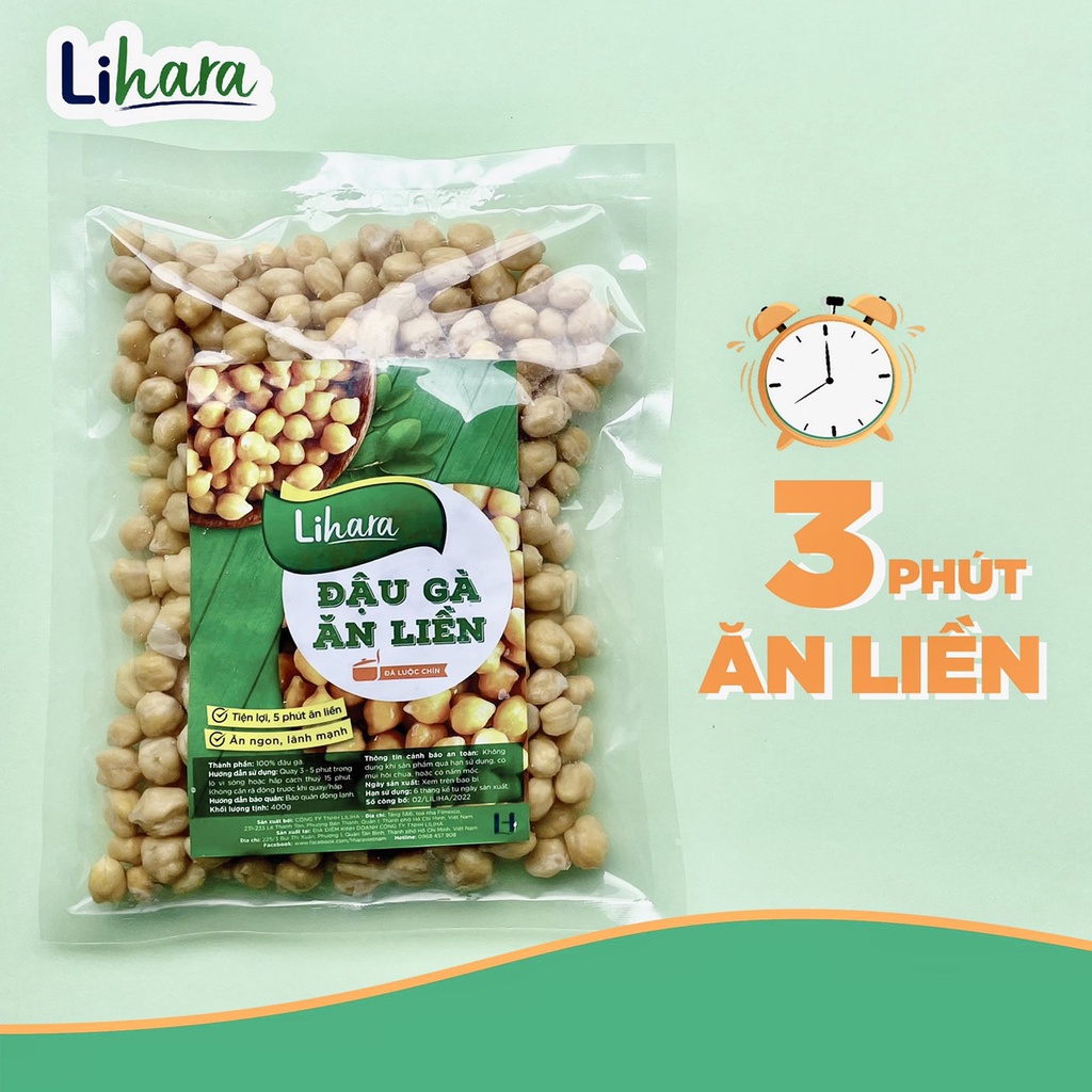 Đậu gà ăn liền LIHARA 400gr ngũ cốc giảm cân nguyên liệu nhập khẩu từ Mỹ