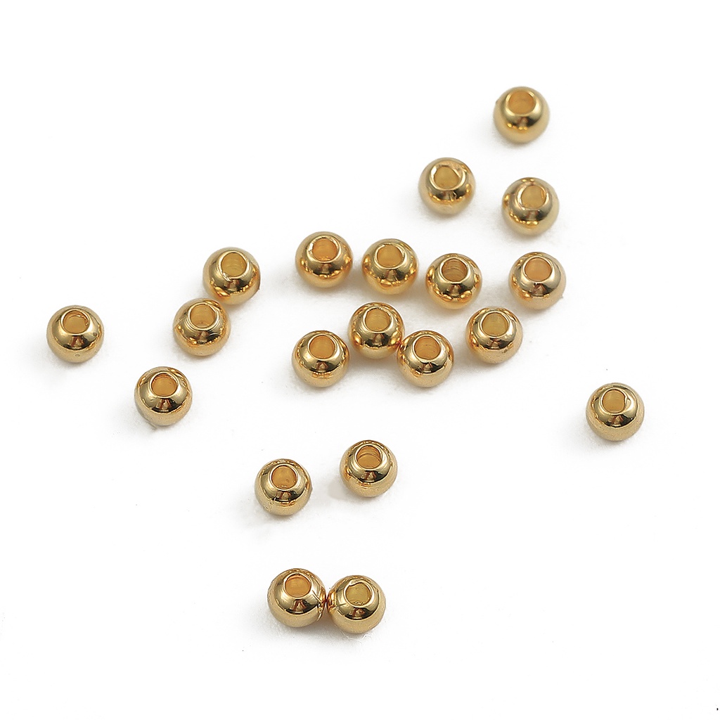 Hạt tròn mạ vàng 18k kích thước 2.5/3/4/5/6/8mm dùng làm trang sức
