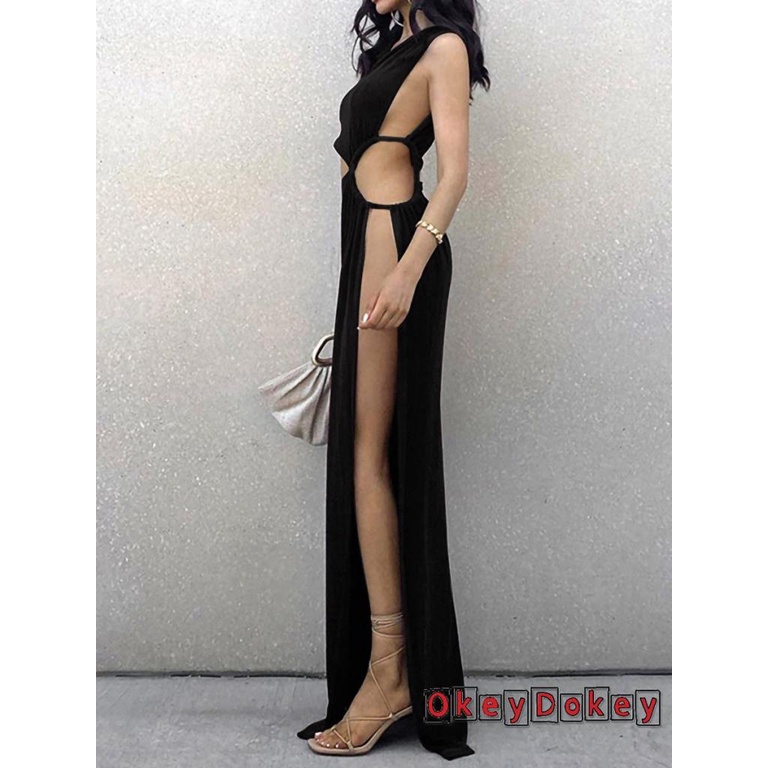 Đầm Maxi Không Tay Thiết Kế Xẻ Tà Quyến Rũ Thanh Lịch Cho Nữ