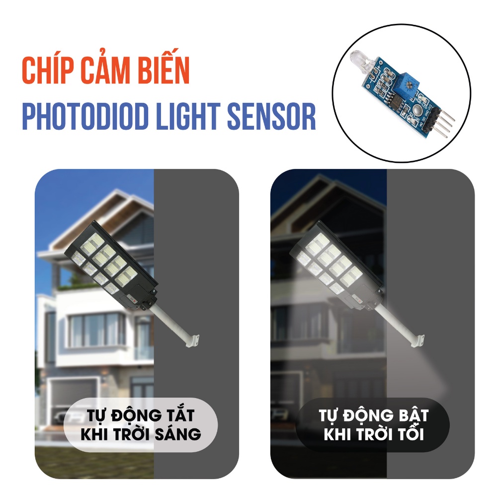 Đèn năng lượng mặt trời liền thể khối công suất 400W, Đèn chiếu sáng sân vườn siêu sáng, Bảo hành 2 năm