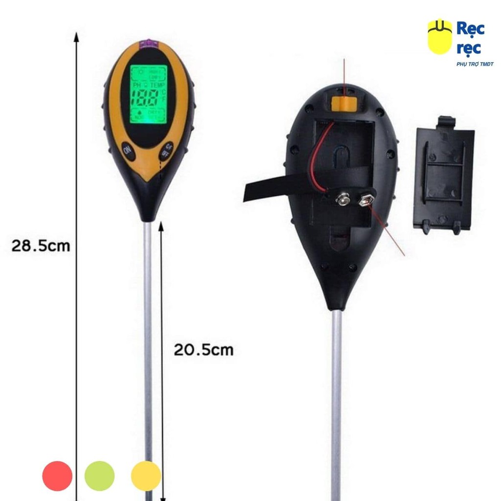 Máy đo, dụng cụ đo độ PH đất 4 trong 1(PH, độ ẩm, ánh sáng, nhiệt độ)
