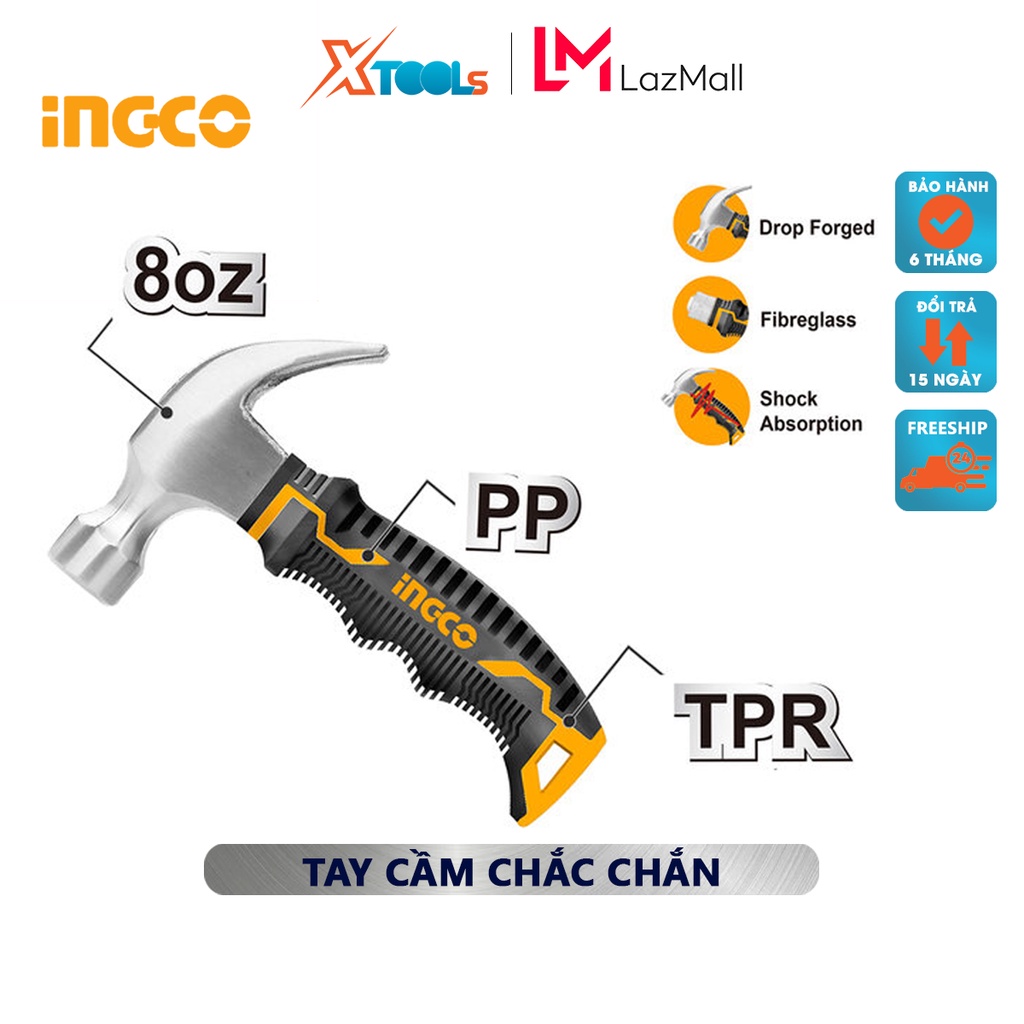 Búa cầm tay ingco HMCH80808D | búa nhổ đinh mini dùng thép cacbon