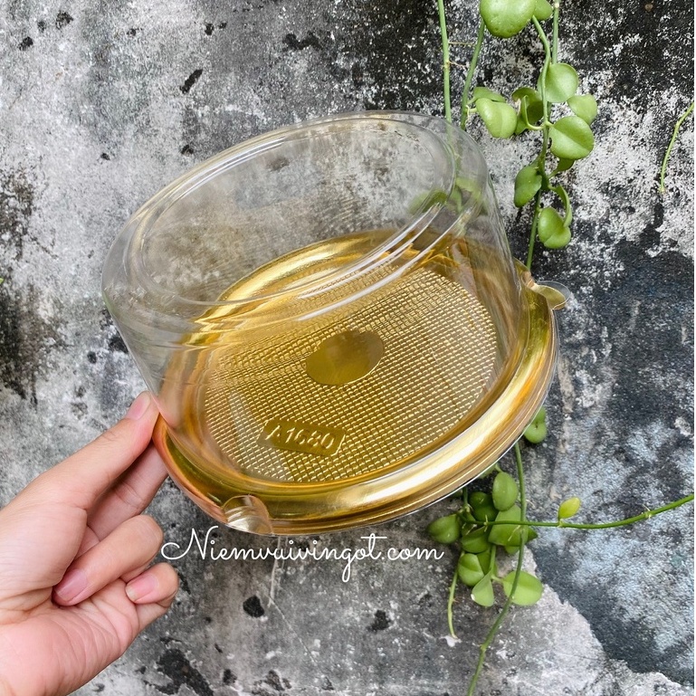 Hộp Nhựa Đế Vàng Đựng Bánh Đào Tiên, Bánh Bông Lan Trứng Muối - A1680
