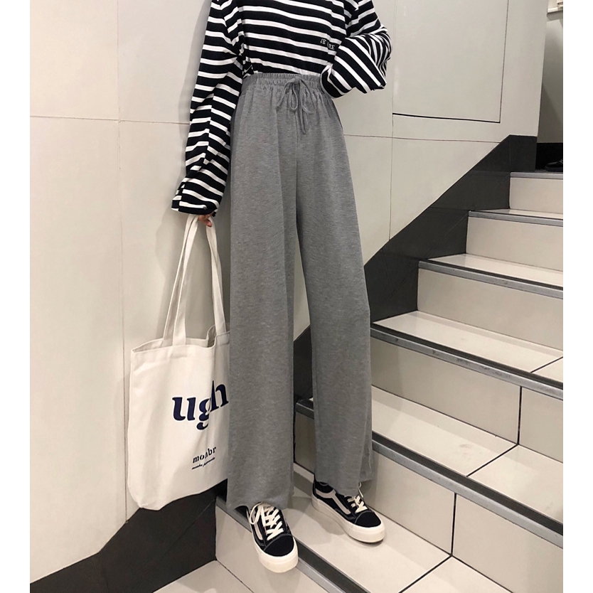 SUXI Quần dài nữ lưng cao ống rộng