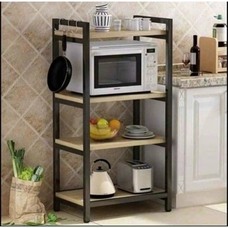 Kệ đa năng nhà bếp, kệ lò vi sóng, kệ gỗ khung sắt 4 tầng gỗ MDF cao cấp, khung sắt sơn tĩnh điện chắc chắn