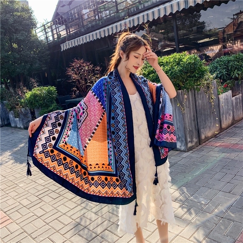 Khăn Choàng Boho Đi Biển Thổ Cẩm Siêu To Phong Cách Vintage