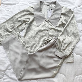 Set Pyjama cổ sen lụa in cao cấp