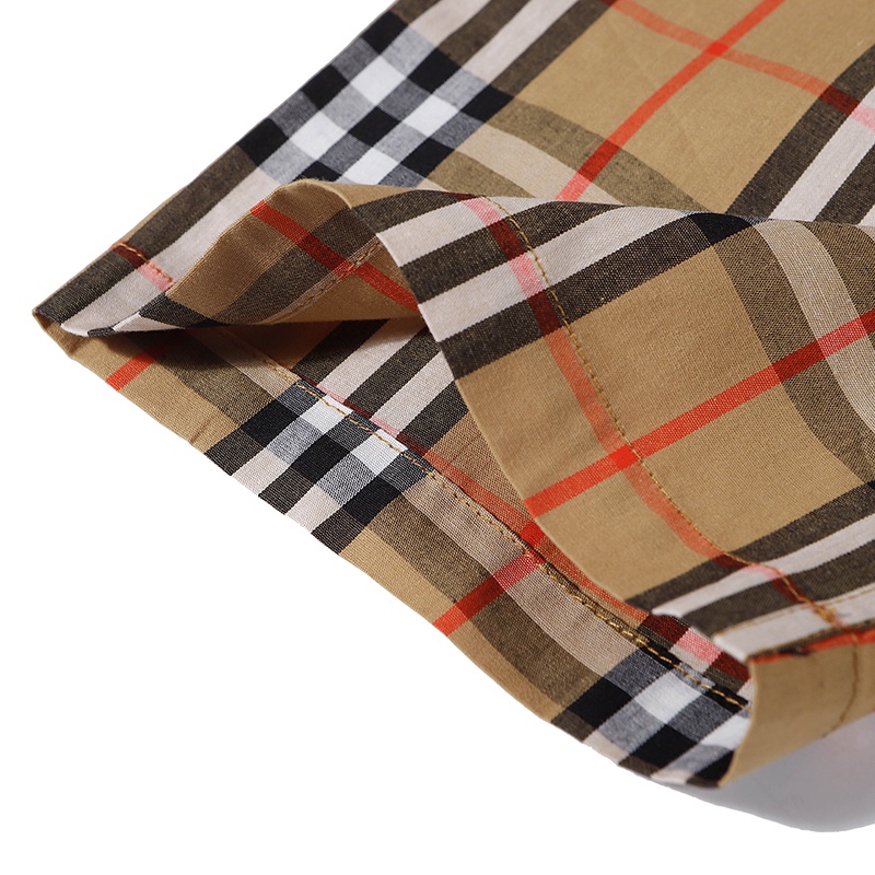 ❤❀  ❤ Burberr--------Áo Sơ Mi Cotton Tay Ngắn Kẻ Sọc Phong Cách Vintage Dành Cho Cặp Đôi