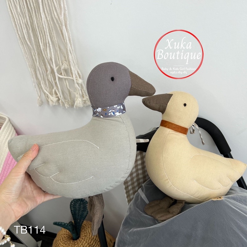 Gấu Bông Organic An Toàn Cho Bé Phong Cách Hàn Quốc - Búp Bê Vải Hình Chú Vịt Bông 100%
