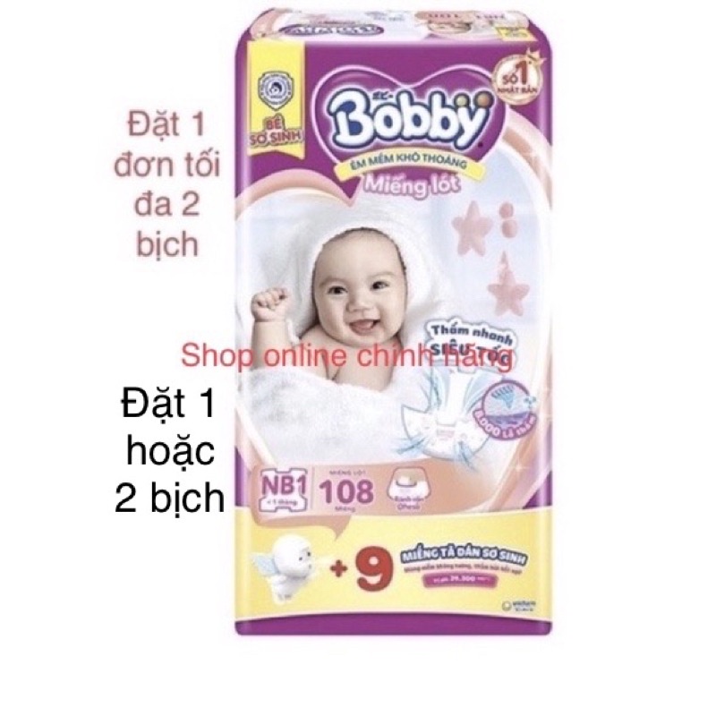 Miếng lót sơ sinh Bobby newborn 1 (108 miếng)/ newborn 2 (60 miếng)