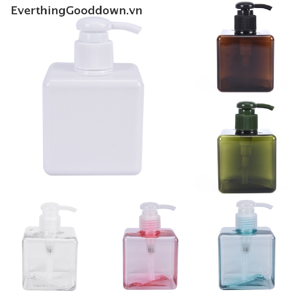 Everthinggooddown Bình Nhựa Rỗng Hình Vuông 250ml Đựng Dầu Gội Sữa Rửa Mặt