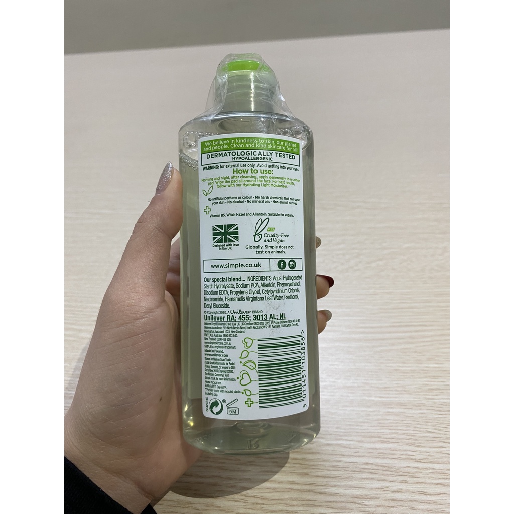 Nước Hoa Hồng Simple Soothing Facial Toner 200ml - Không Chứa Cồn, Cân Bằng Âm Và Làm Dịu Da