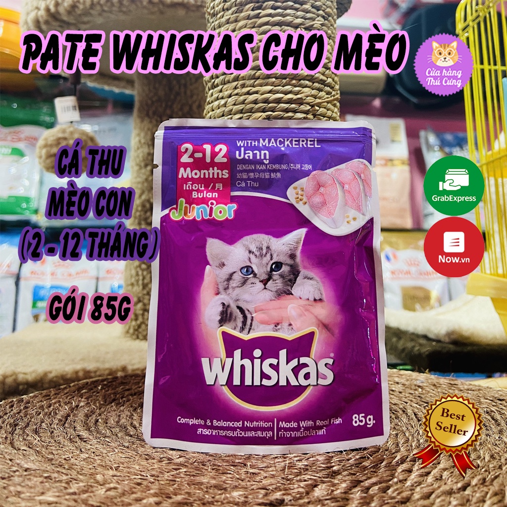 Pate Mèo con, mèo lớn Whiskas 80g thức ăn dinh dưỡng cho mèo