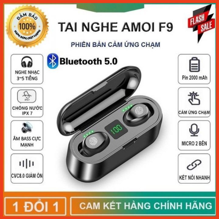 Tai Nghe Bluetooth Amoi F9 Bản Cao Cấp 2021 Tai Nghe Nhét Tai Không Dây Âm Thanh Đỉnh Cao Kèm Dock Sạc Tiện Dụng