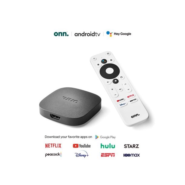 Android TV Box ONN TV Streaming, Android 10 chính chủ, Điều khiển giọng nói Bluetooth, Chứng chỉ Chrome cast, Netflix