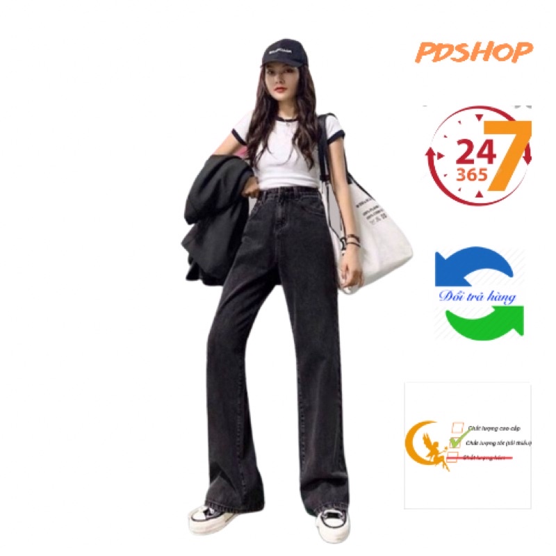 Quần jean bò ống rộng suông xuông nữ jeans cạp cao phong cách Hàn Quốc sành điệu style năm 2021 PDShop - Hàng nhập khẩu