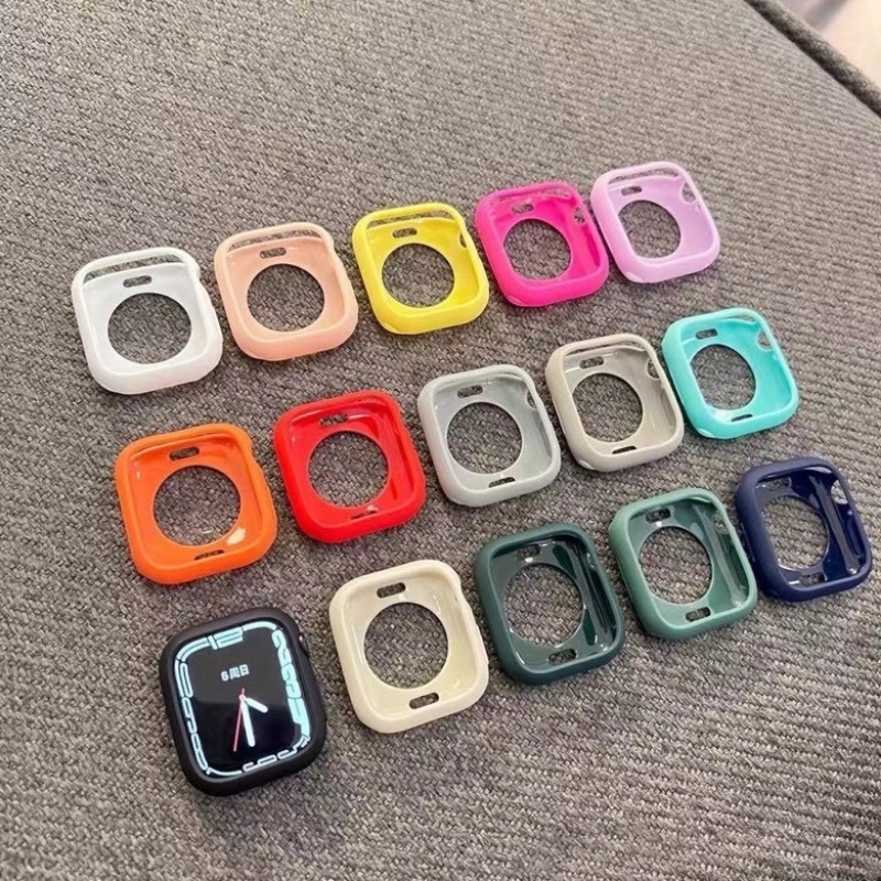 Ốp Bảo Vệ Bằng Silicone Mềm Màu Kẹo Cho Apple Watch 7 8 3 2 1 42MM 38MM I-Watch Ultra 4 5 6 SE 49mm40MM 44MM
