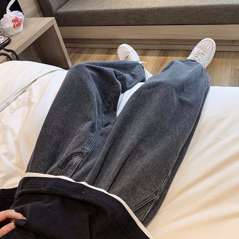 Quần bò jeans ống rộng overize chiết gấu trơn basic hiphop siêu chất ❤️