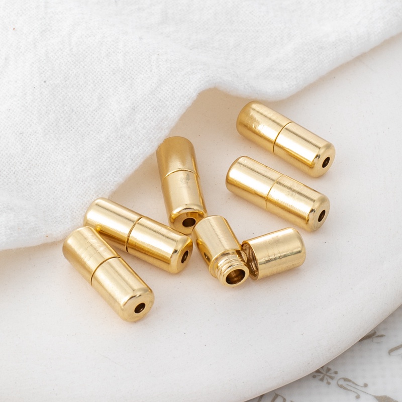 Bộ Hạt Tròn Dài 6 * 16mm Bằng Đồng 14k Dùng Làm Vòng Tay/Dây Chuyền diy